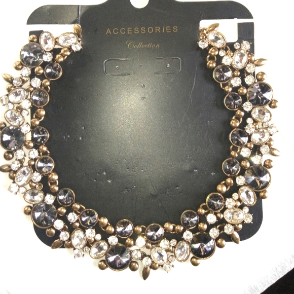 Statement necklace made of glass gold and black - Picture 2 of 4